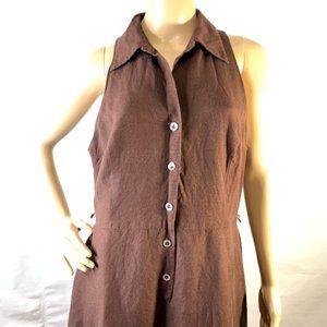 PS Style Fit Flare Dress Linen Blend Button Lined